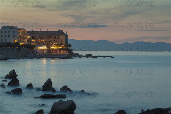 View of L'Escala at dusk