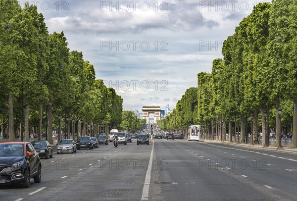 Arc de Triomphe triumphal arch with Champs-Elysees