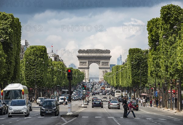 Arc de Triomphe triumphal arch with Champs-Elysees