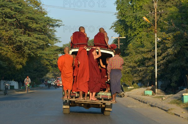 Monks on back of truck