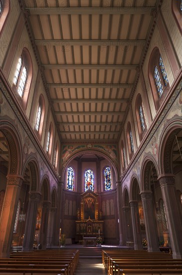 Chancel and wooden ceiling of the Saints Peter and Paul Church