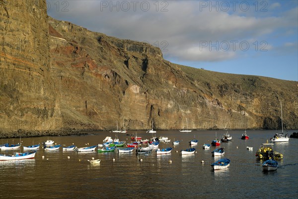 Small boats in the harbor in the evening light