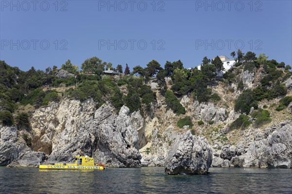 Cliffs and a glass bottom boat