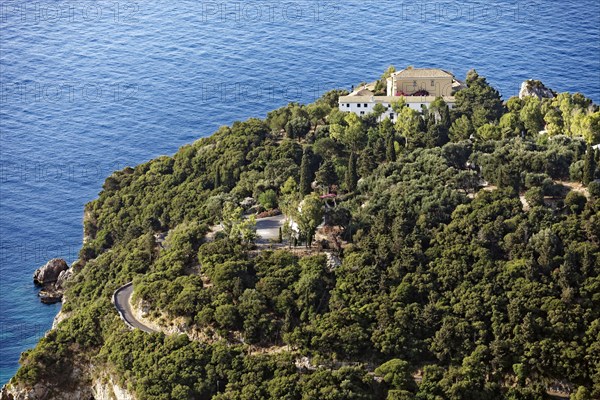 Monastery hill with monastery of Panagia Theotokos tis Paleokastritsas or Panagia Theotokos