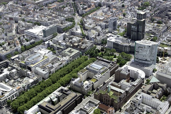 Aerial view with Konigsallee boulevard and Ko-Graben canal