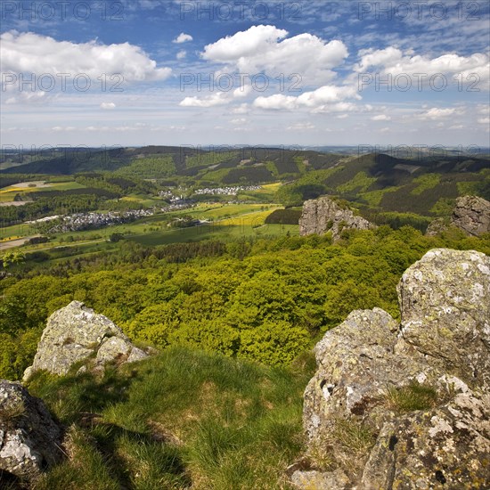 View of landscape and Bruchhausener Steine from top of Feldstein