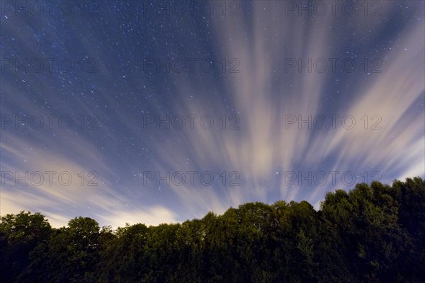 Perseid meteor shower in the night sky