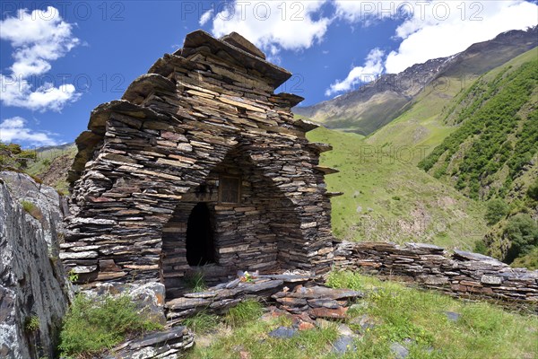 Medieval church built from layered stones