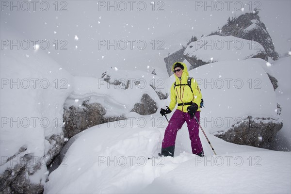 Snowshoer in the Fanes range