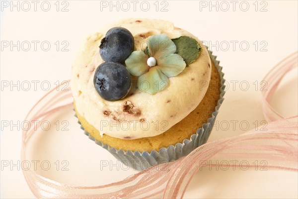 Cup cake with blueberries