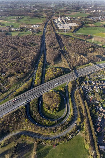 Aerial view of the A2 and A31 motorway junction