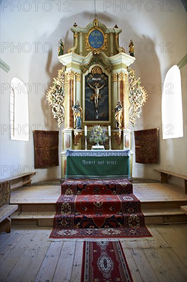 Interior of the Romanesque fortified church of Harman