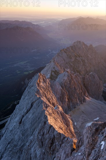 View from Mt Zugspitze of the Waxenstein Range and Hollental Valley