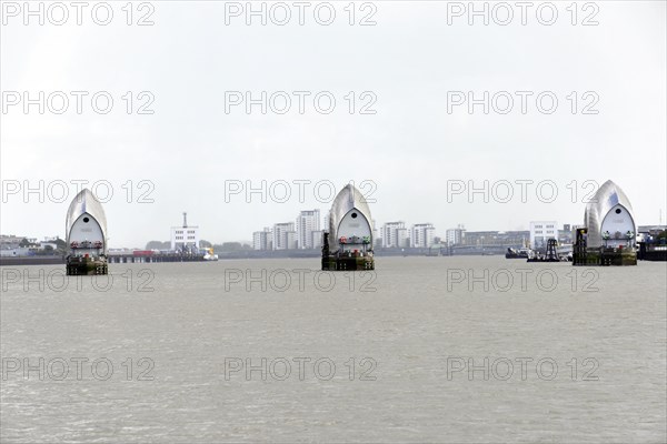 Gates of the Thames Barrier in the normal open position