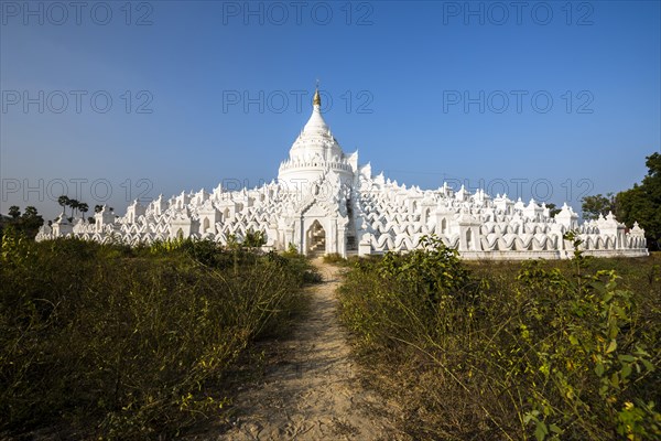 White Buddhist Hsinbyume Pagoda or Myatheindan Pagoda