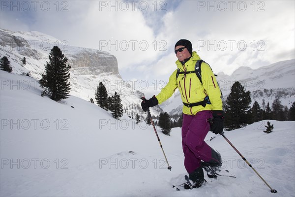 Snowshoer in the Fanes range