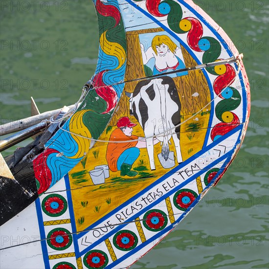 Colorful hand painted prow of a Moliceiro boat
