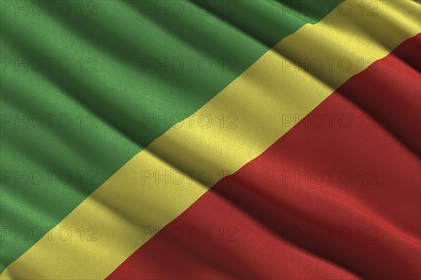 Flag of the Republic of the Congo waving in the wind