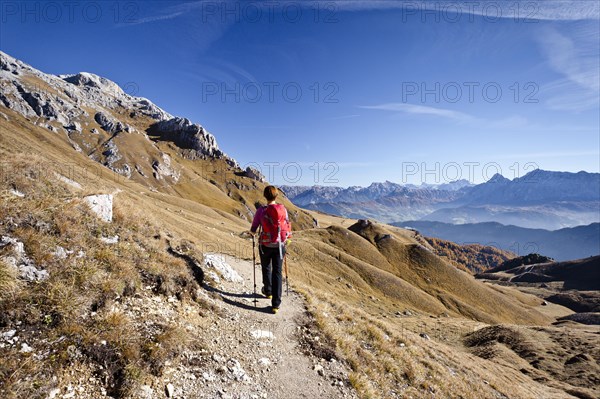Mountain climber on the High Dolomite Mountain Trail