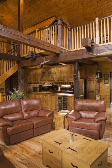 Living room inside a Canadiana cottage