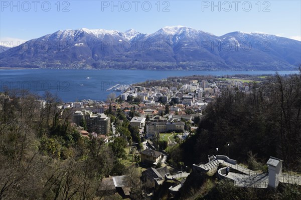 View from Via Crucis of the city of Locarno and Lake Maggiore