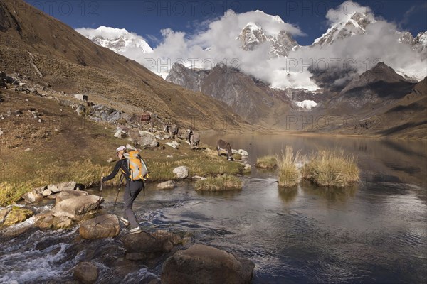 Mountaineer at Laguna Carhuacocha