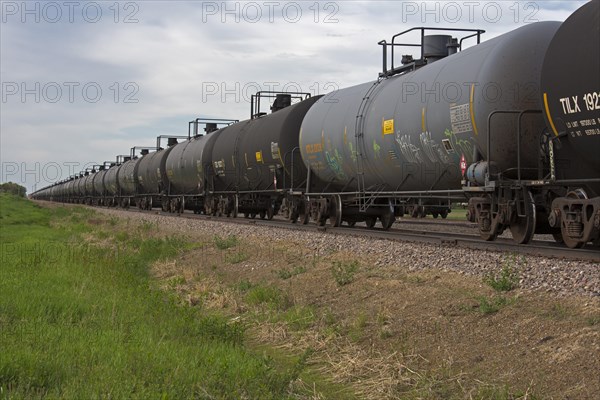 Rail tank cars transport oil produced in the Bakken shale field