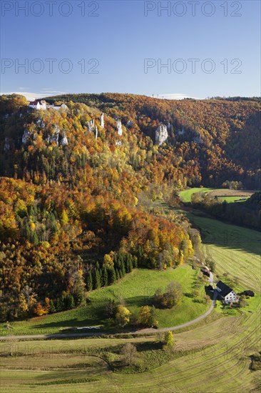 View over Danube Gorge towards Burg Wildenstein Castle