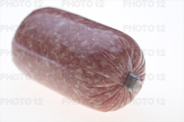 Ham and onion sausage in artificial casing