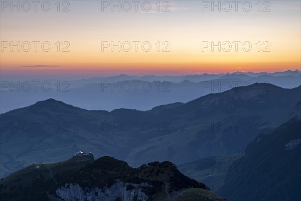 View of Ebenalp and Appenzeller Land in morning mood