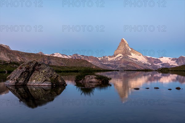 Matterhorn at sunrise reflected in the Stellisee