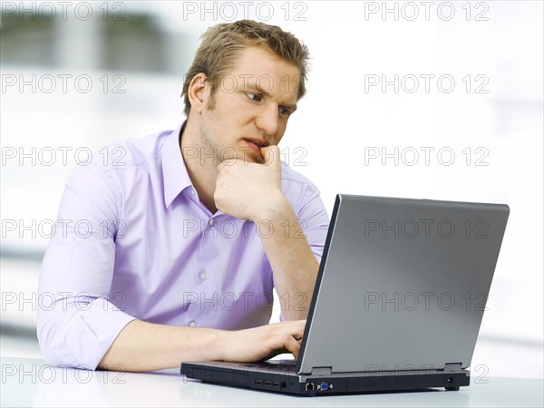 Businessman working on a laptop