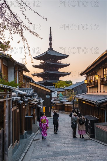 Pedestrian with kimono