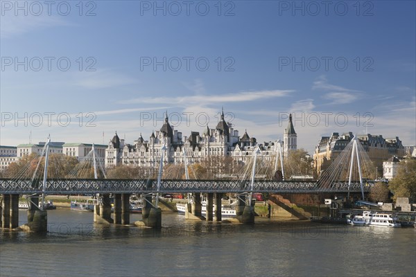 Whitehall Court building and Hungerford Bridge