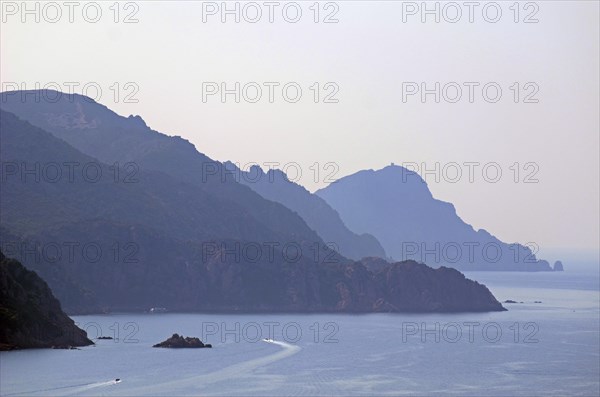 The Gulf of Porto with the surrounding mountains