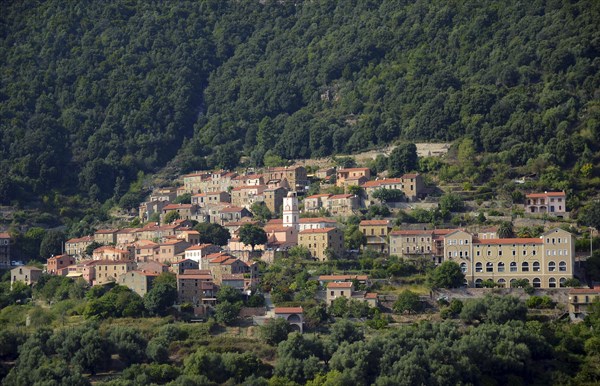 The small village of Ota in the mountains of Corsica