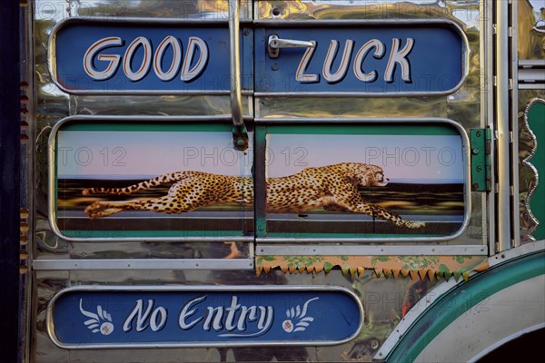 Part of a decorated truck