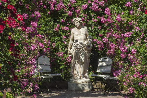 Statue of a God in the Rose Garden