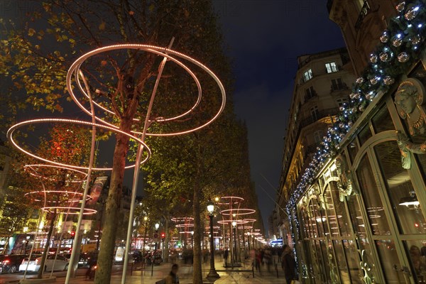 Christmas lighting in front of the Laduree luxury patisserie