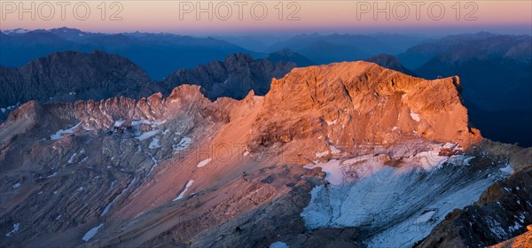 View from Mt. Zugspitze to Mt. Schneefernerkopf toward Tyrol