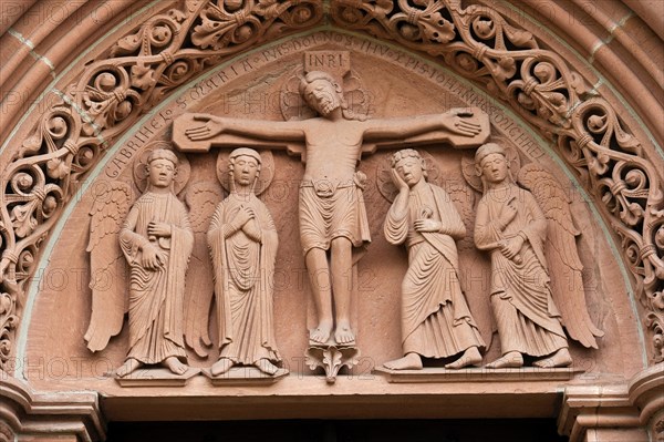 Relief image of Jesus on the cross over the north portal