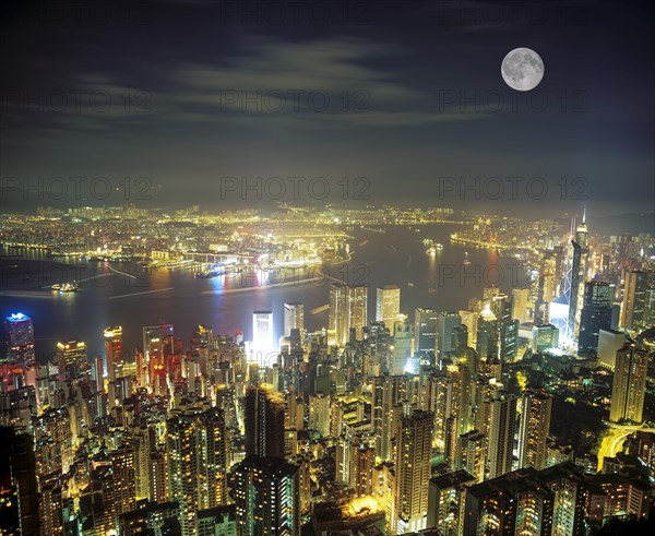 Panoramic view from Victoria Peak over Central