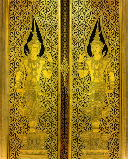 Doors with golden figures