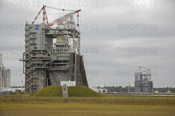 A rocket engine test stand at NASA's Stennis Space Center