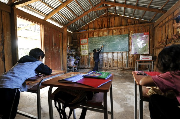 Classroom of a rural primary school in the community of Mbya-Guarani Indians