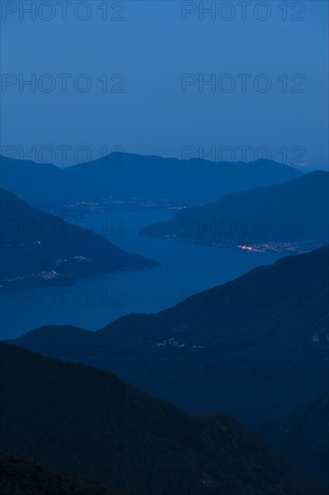 Early morning high above lake Lago Maggiore
