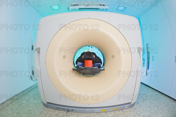 Patient lying in a computed tomography