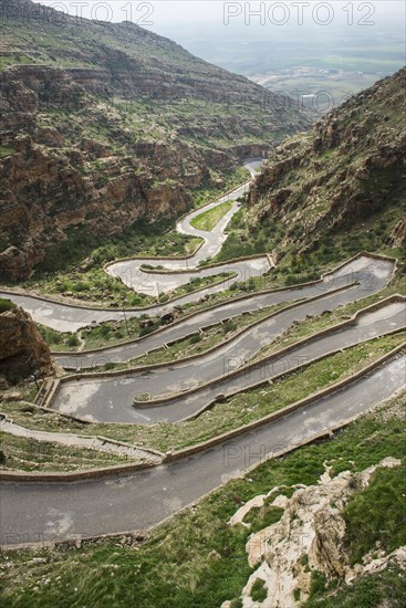 Serpentine road leading to the Rabban Hormizd Monastery