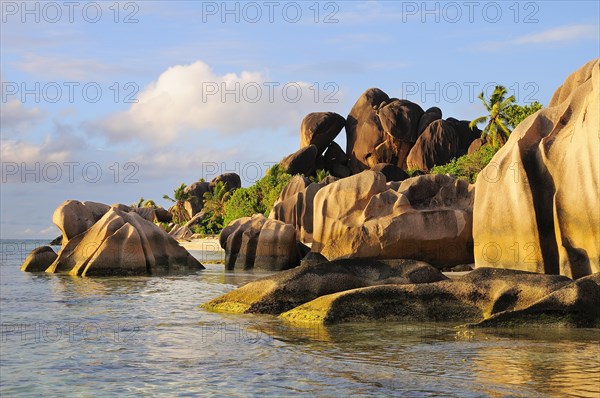 Granite rocks on the beach Anse Source d'Argent