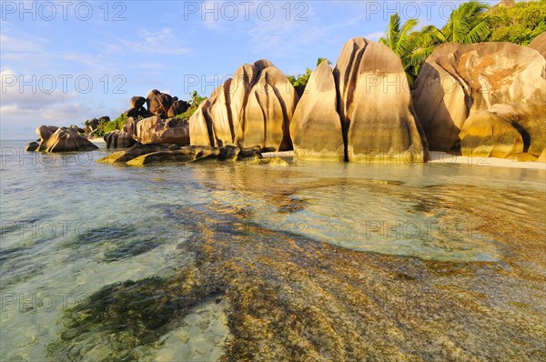 Granite rocks on the beach Anse Source d'Argent